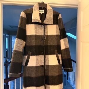Gallery Black and White Checkered Pea Coat